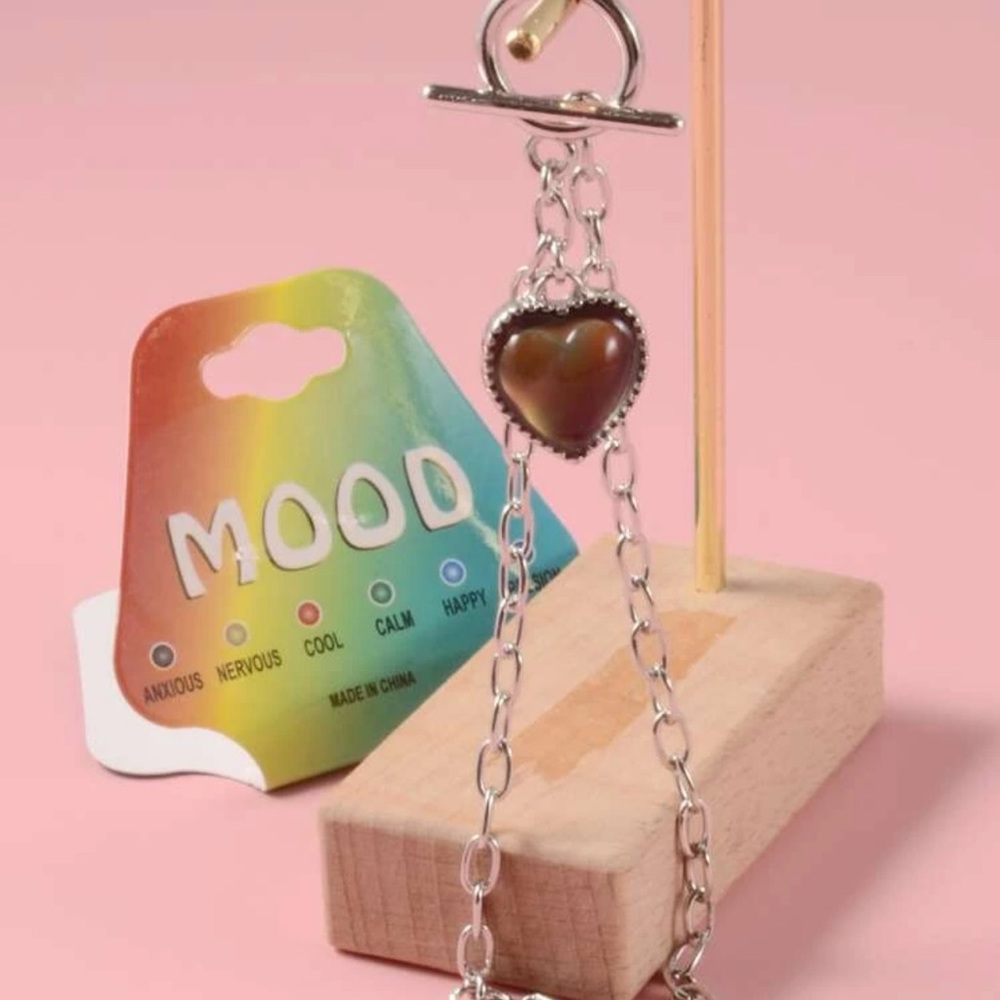 New Y2K Sterling Silver Temperature Heart Charm Mood OT Buckle Chain Bracelet - Picture 5 of 13
